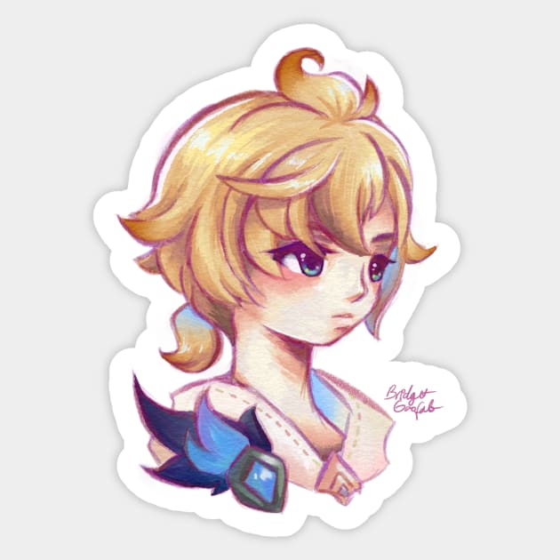 Mika - Genshin Impact Fanart - Watercolor Texture Sticker by BonBonBunny